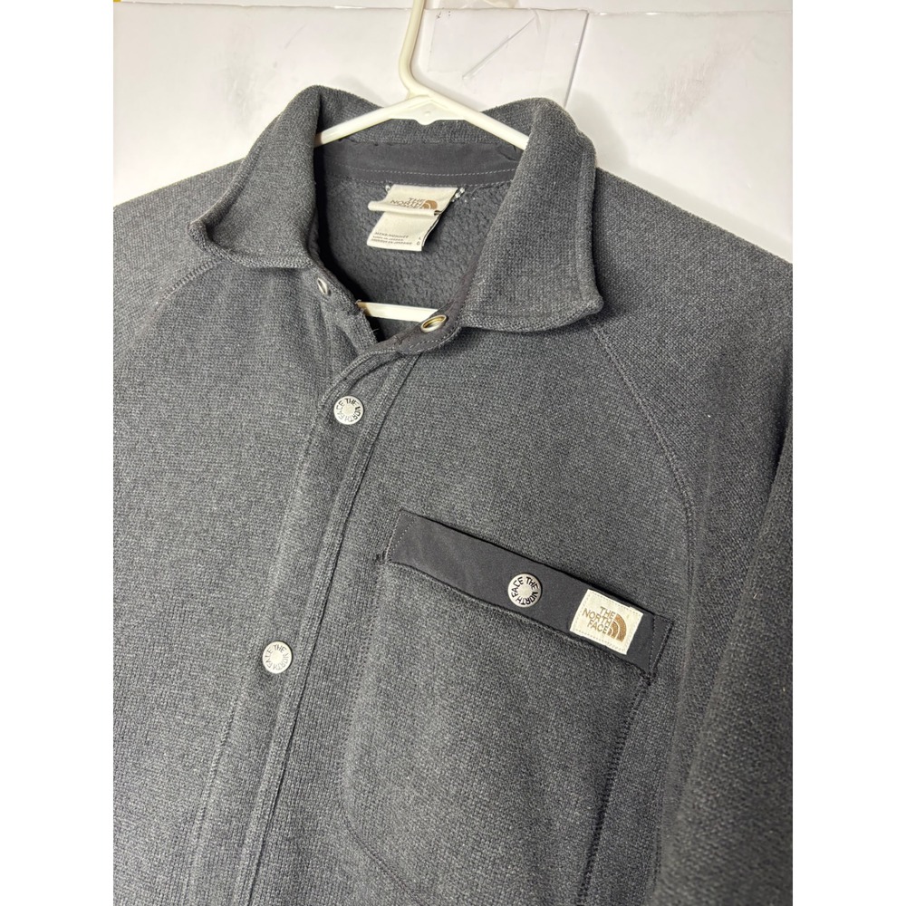The North Face Mens Gordon Lyons Shacket Grey Fleece Snap‎ Button Jacket Large